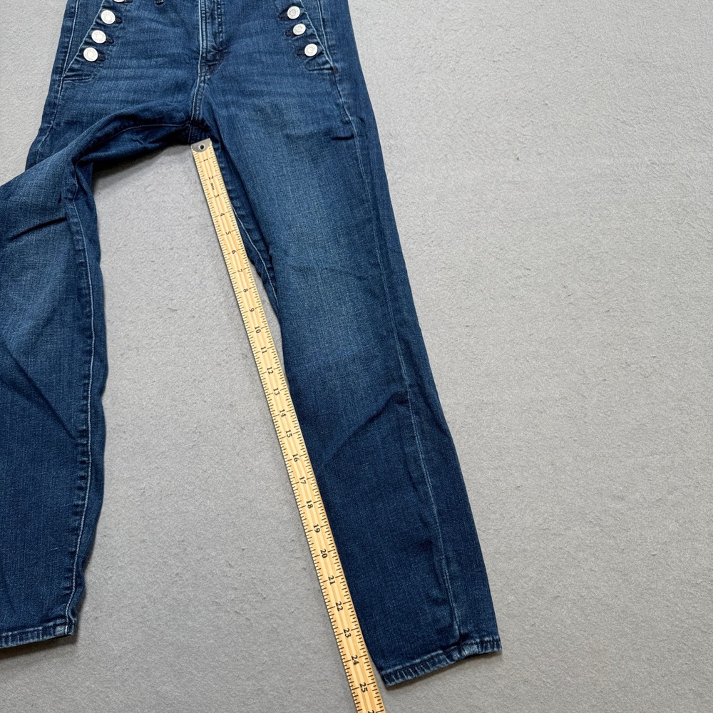 GAP Jeans Women's 6/28R Blue Denim Dark Wash High Rise Universal Leggings Button - Picture 4 of 7